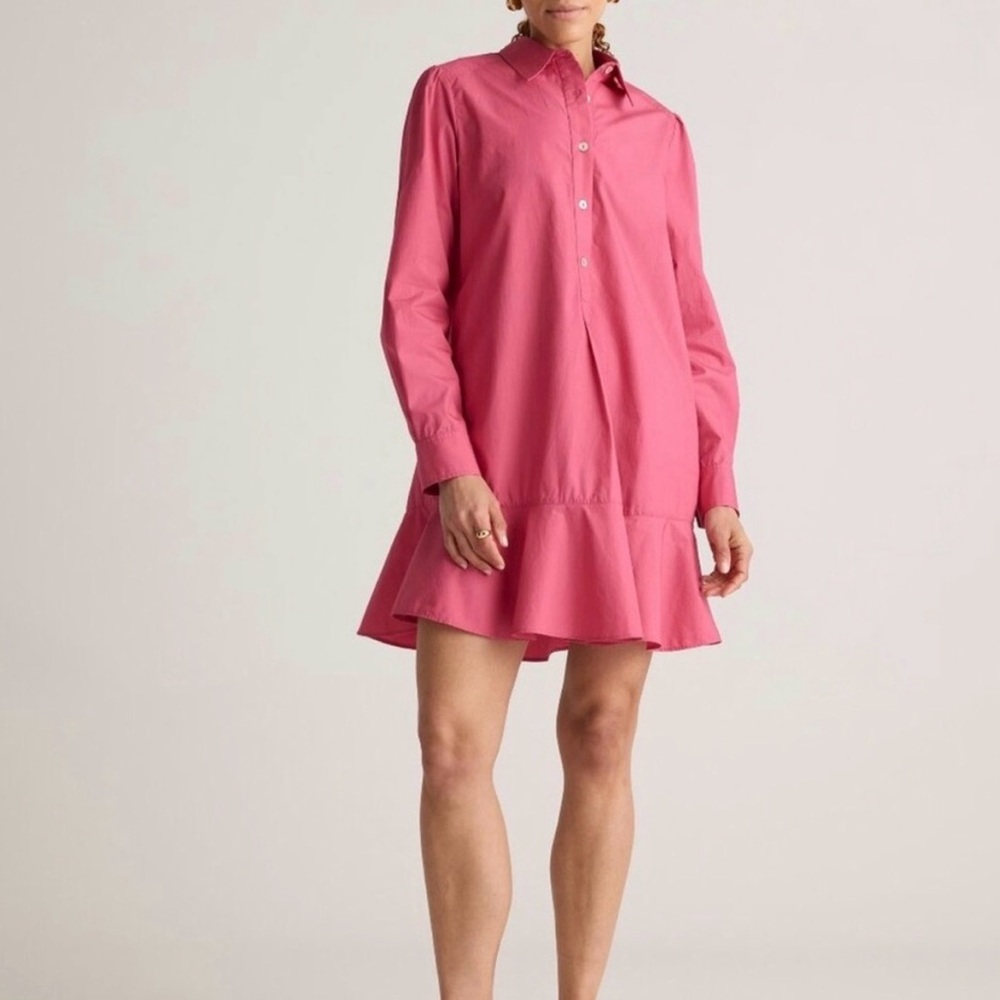 100% Organic Cotton Poplin Drop Waist Shirt Dress size small